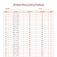 26 Biweekly Money Saving Challenge
