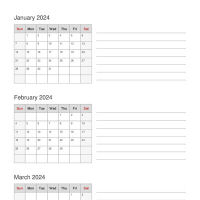 Three Months on a Page Calendar Maker
