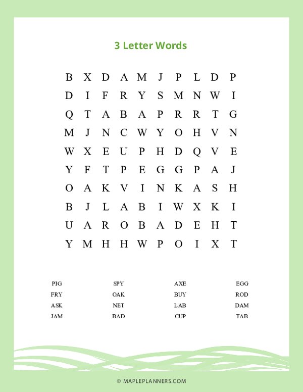 3 Letter Word Search