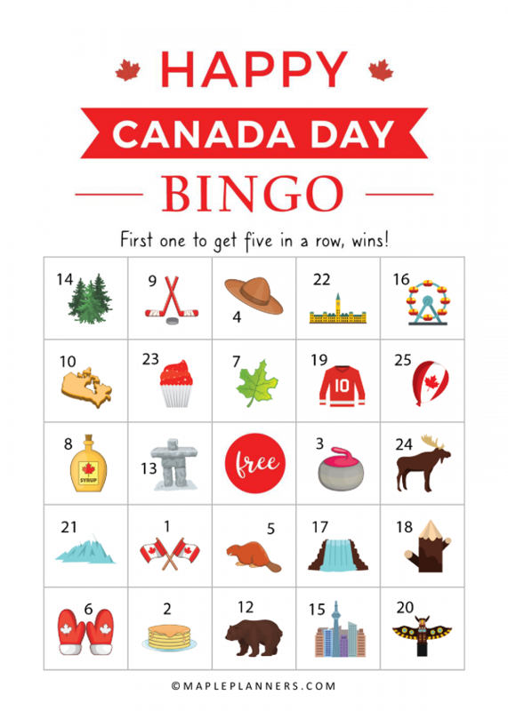 Happy Canada Day Bingo