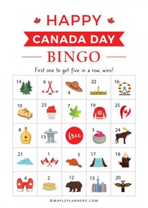 Happy Canada Day Bingo