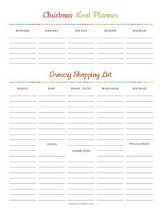 Christmas Party Meal Planner