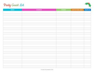 Christmas Party Guest List