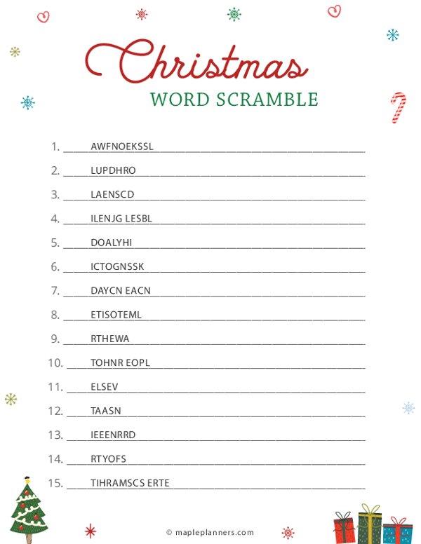 Christmas Word Scramble