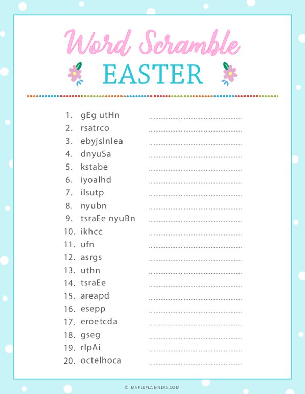 Easter Word Scramble