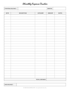 Monthly Expense Tracker Template