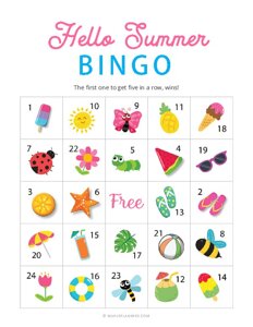 Hello Summer Bingo Cards