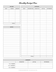 Monthly Budget Plan Template