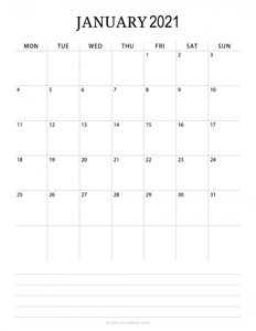 Monthly Calendar 2021 – Vertical Layout