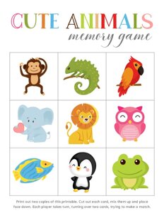 Match the Animals Memory Games