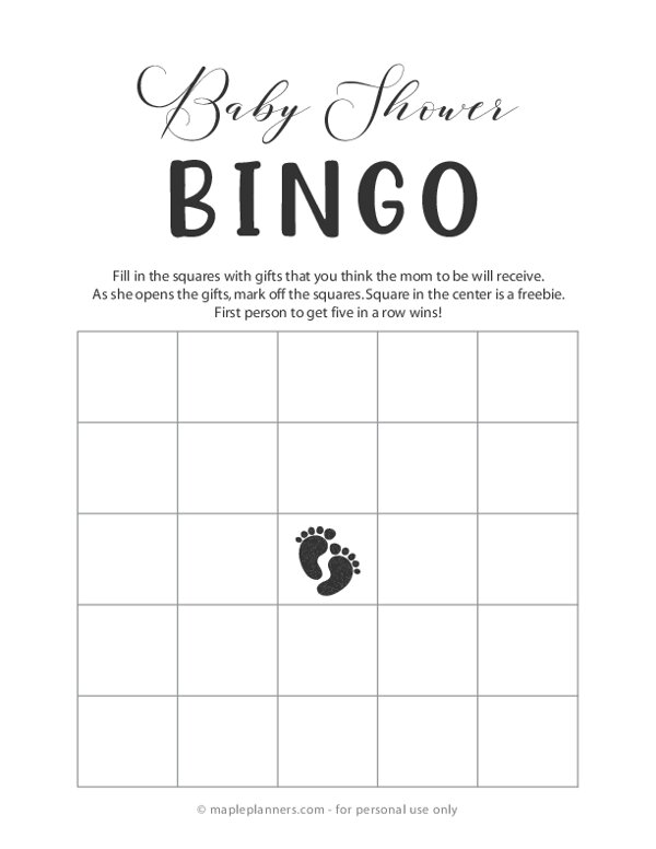 Baby Shower Bingo Printable