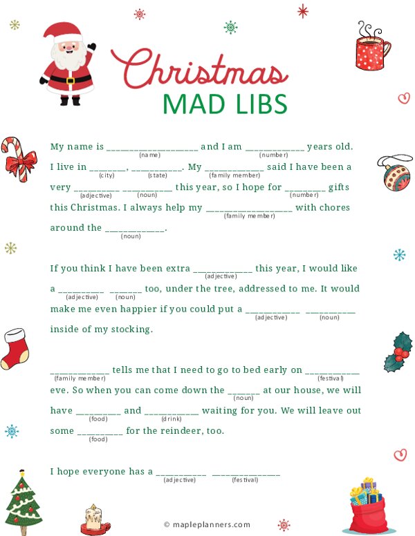 Christmas Mad Libs