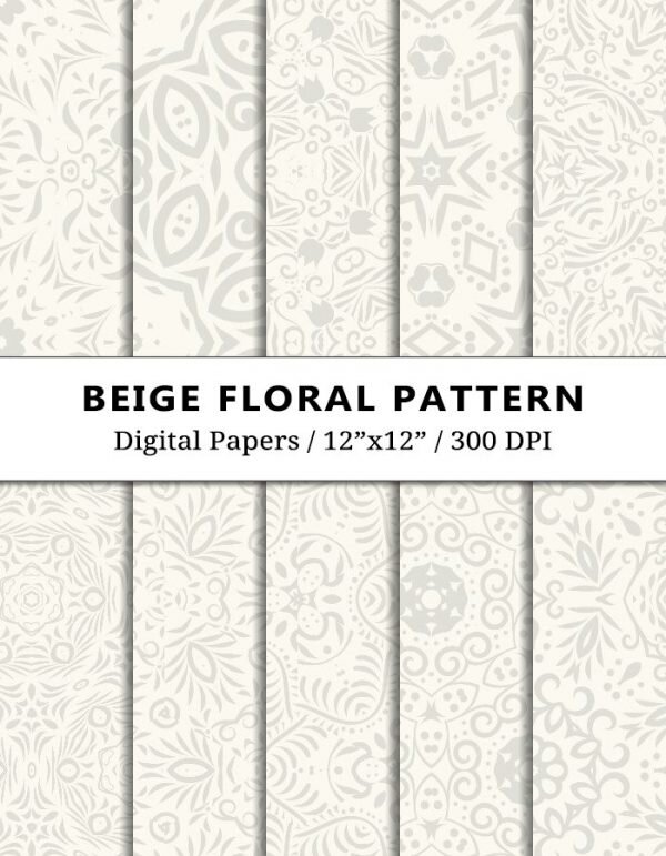Beige Floral Pattern Digital Papers