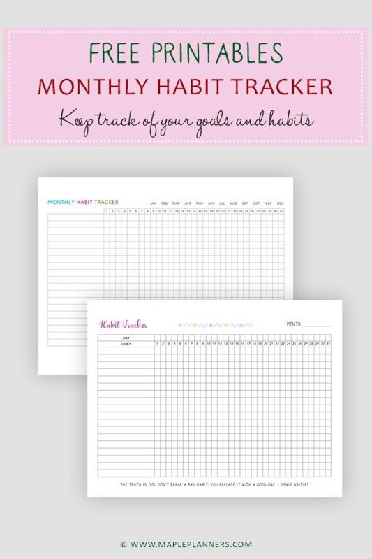 Free Printable Monthly Habit Tracker