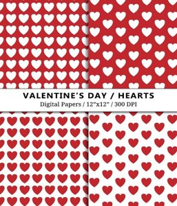 Valentine’s Day Hearts Digital Papers