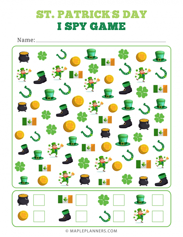 Free St. Patrick's Day I Spy Game - My Pinterventures