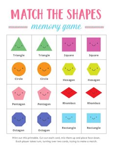 Match the Shapes Memory Games for Kids