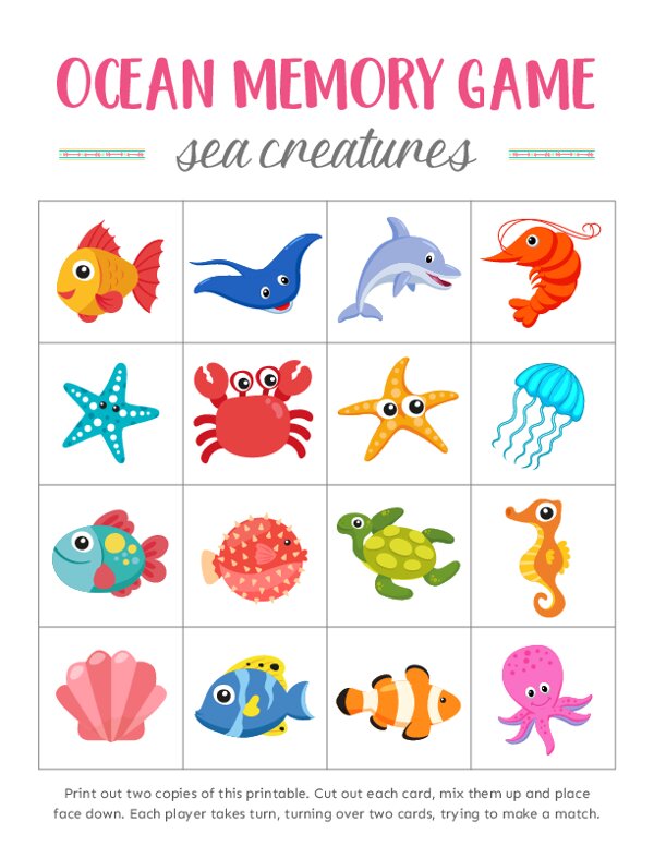 Ocean Memory Games for Kids