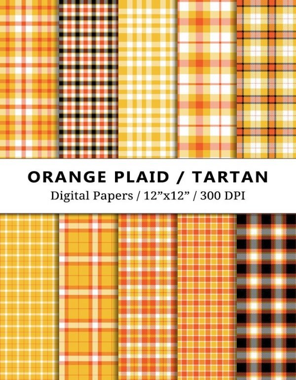 Orange Plaid Digital Papers