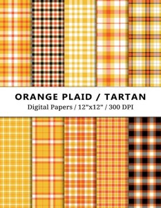 Orange Plaid Digital Papers