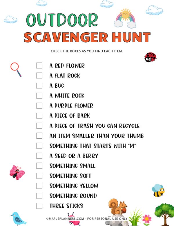 outdoor scavenger hunt