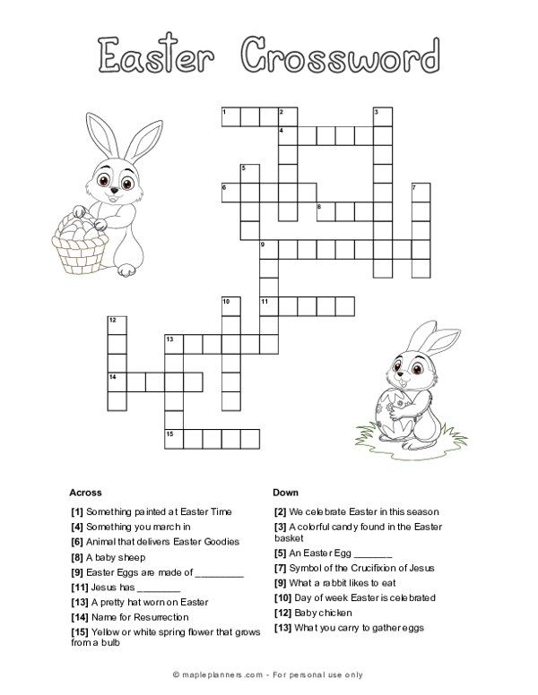 Free Printable Easter Crossword Puzzles For Kids