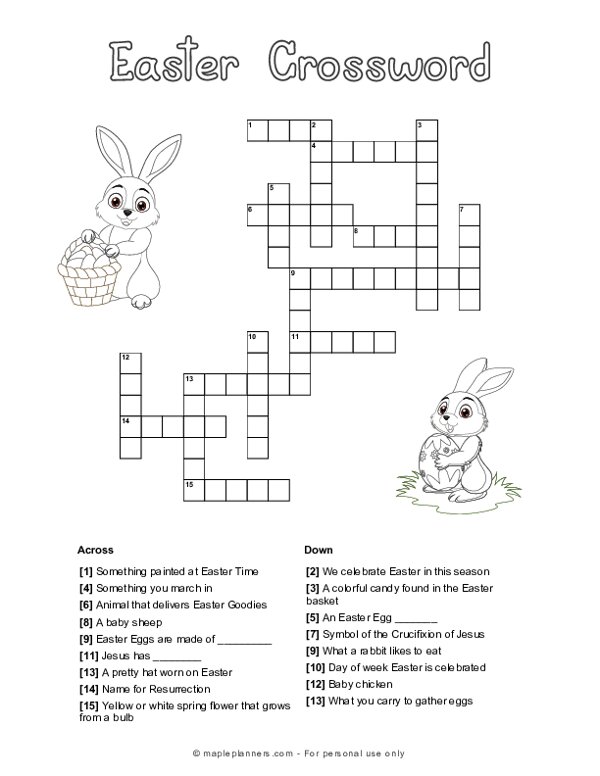 Free Printable Easter Crossword Puzzles