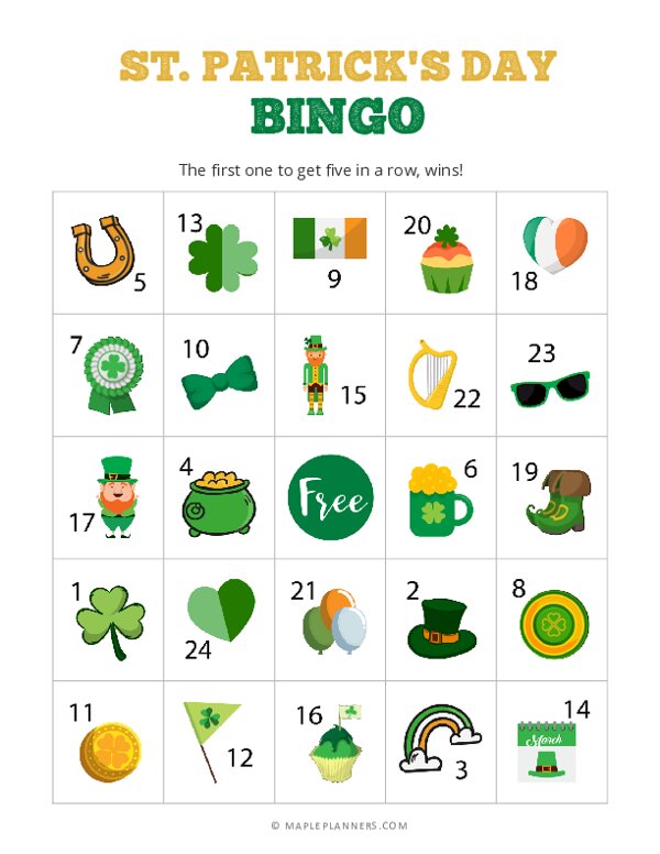 St. Patrick’s Day Bingo Cards