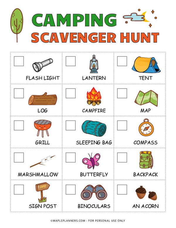 Camping Scavenger Hunt