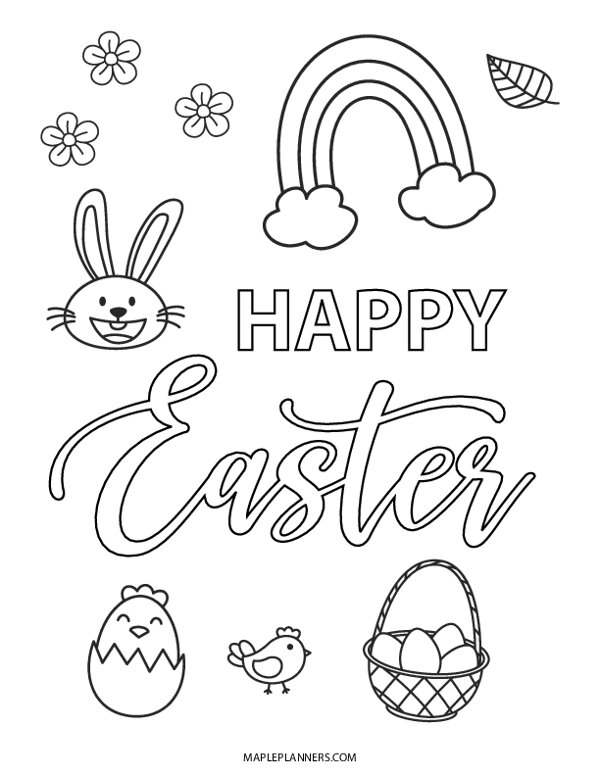 Happy Easter Coloring Page