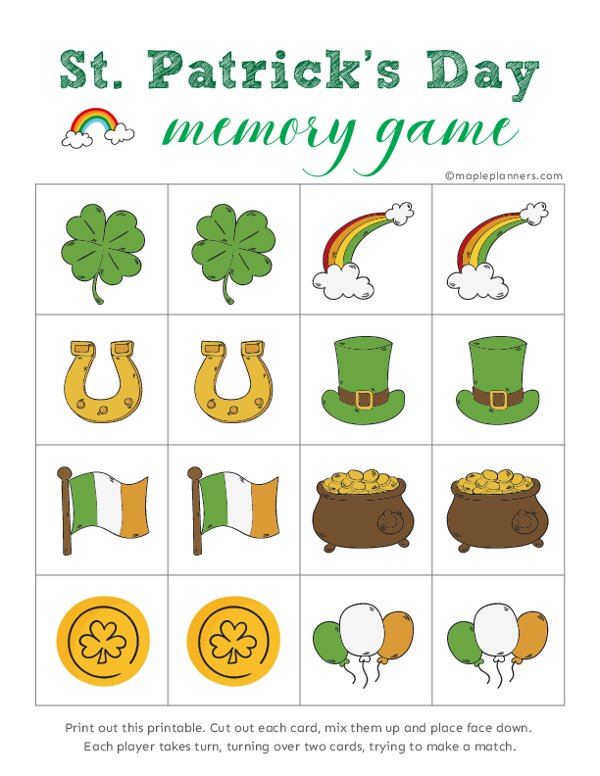 St. Patricks Day Memory Games