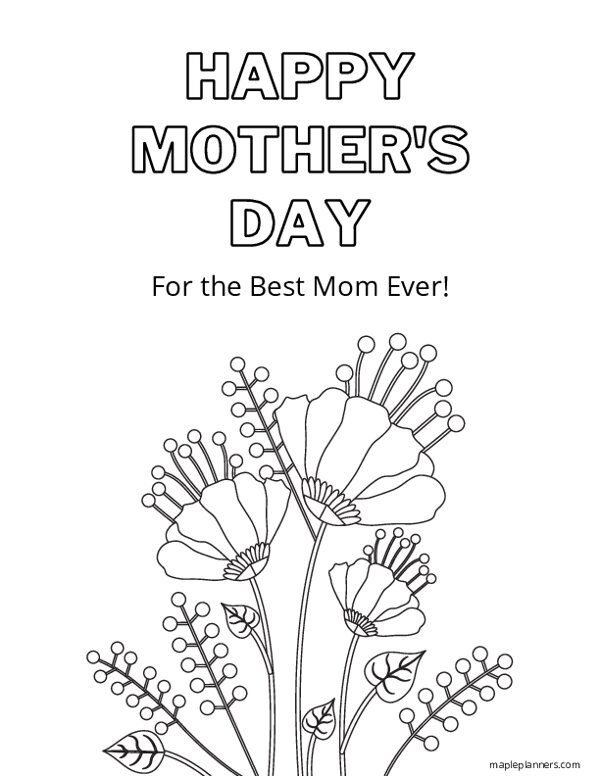 Happy Mothers Day Coloring Page