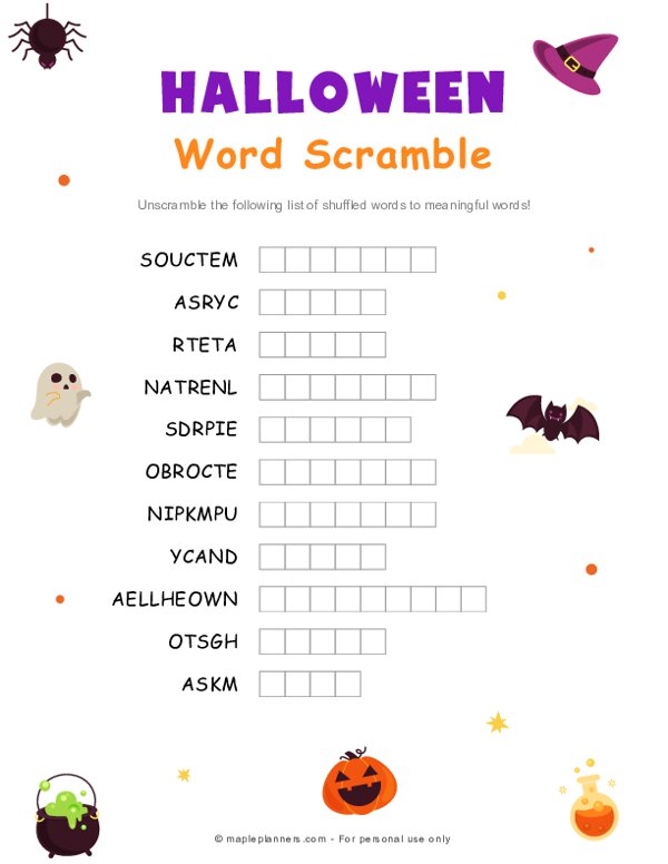 Halloween Word Scramble