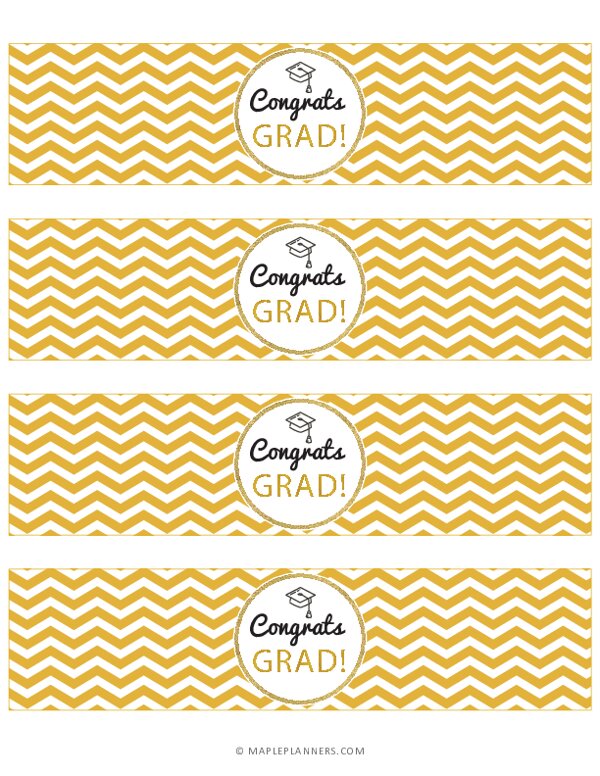 Graduation Party Water Bottle Labels - Congrats Grad