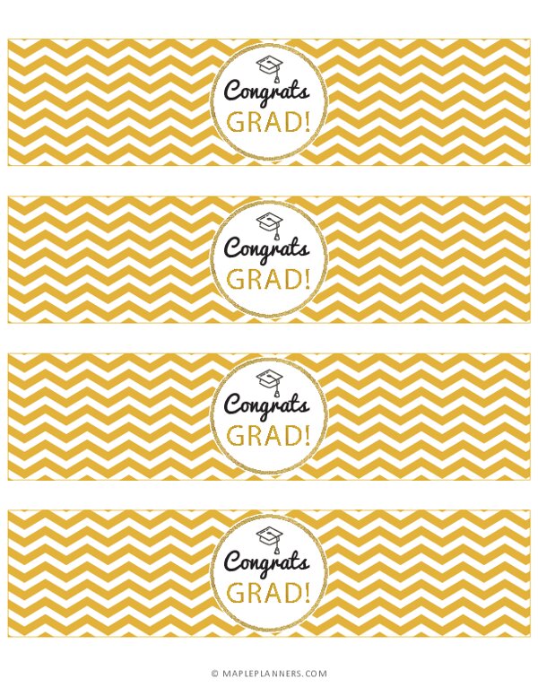 Graduation Party Water Bottle Labels - Congrats Grad