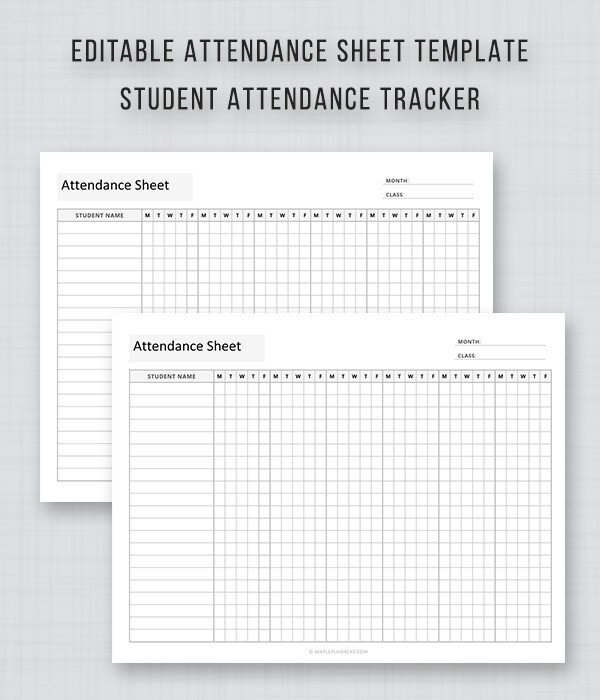 Student Attendance Sheet Template