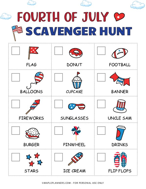 4th of July Scavenger Hunt