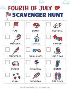 4th of July Scavenger Hunt