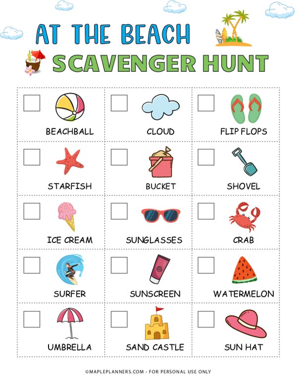 Beach Scavenger Hunt