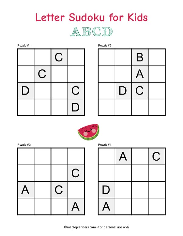 Letter Sudoku for Kids