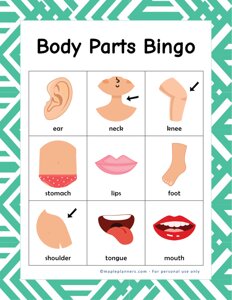 Body Parts Bingo