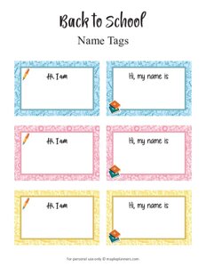 Back to School Name Tags