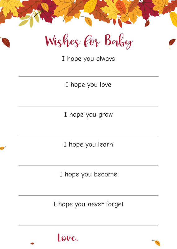 Fall Wishes for Baby Template