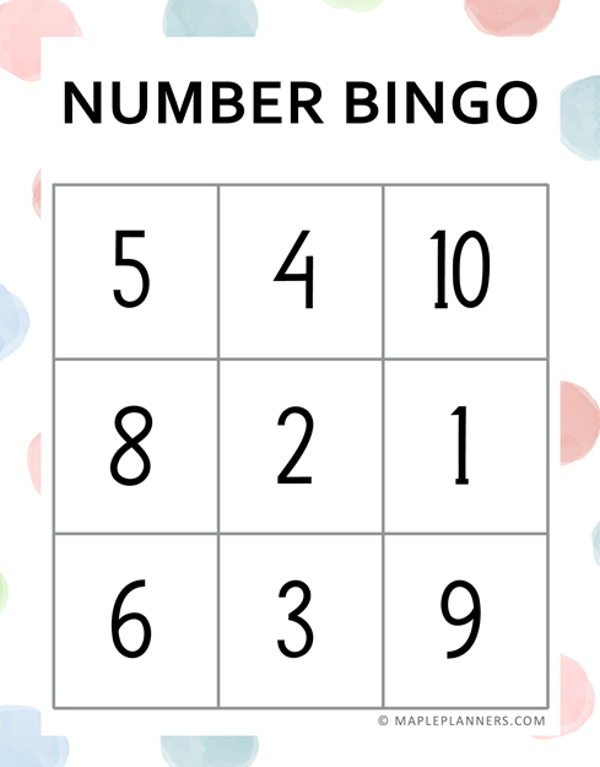 Free Printable Number Bingo Cards 1 20