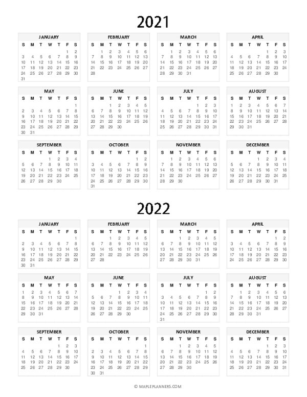 Free Printable 2021-2022 Two Year Calendar Template Free Printable 2021-2022 Two Year Calendar Template