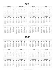 2021-2022 Two Year Calendar Template (Portrait)