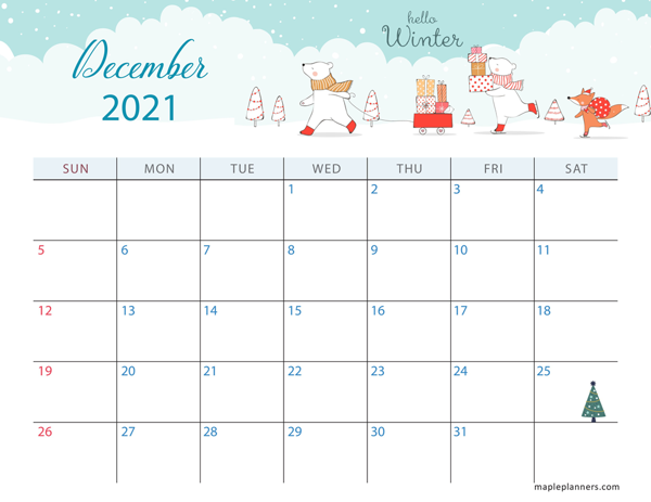 December 2021 Christmas Calendar (Horizontal)