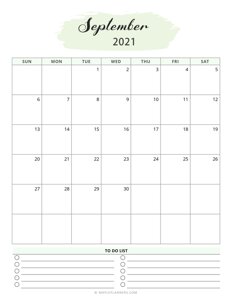 September 2021 Calendar Template