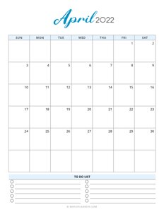 April 2022 Calendar Template