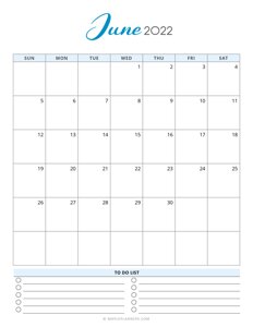 June 2022 Calendar Template